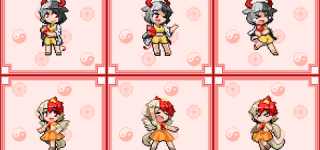 [東方]人形演舞の鬼形獣＆依神姉妹ドット